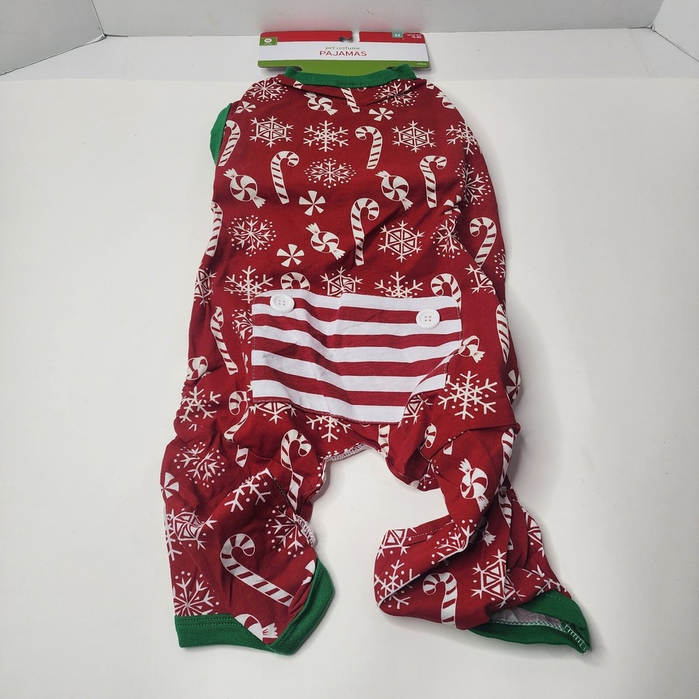 Target Holiday Dog Pet Pajamas Costume Snowflake & Candy Cane Medium New 50 lbs
